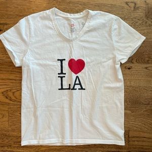 Hanes Women's White Screen Print I Love LA Short Sleeve Tee size Medium